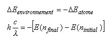 équation pour calcul du spectre de raies